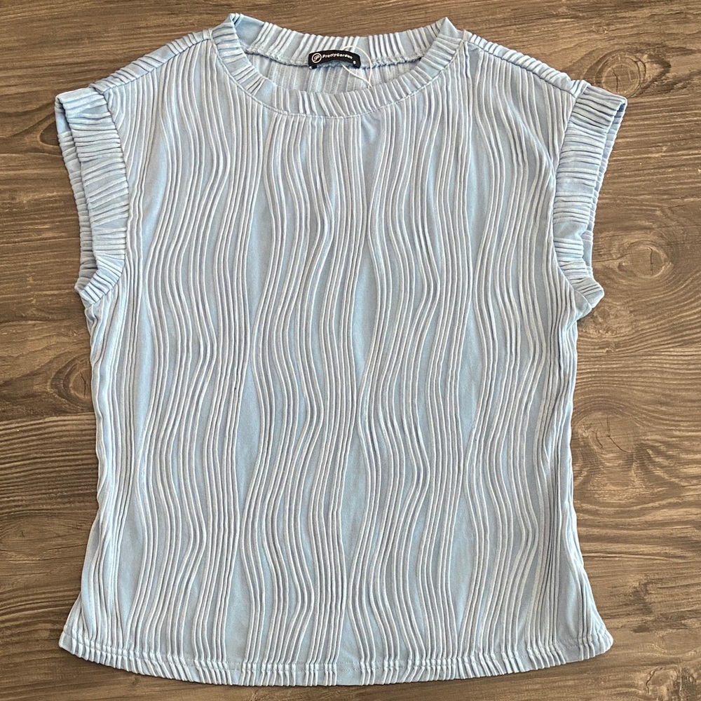 Elegant Sky Blue Textured Blouse